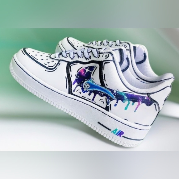 Custom Nike Air Force 1 '07 Galaxy Drip – Hand Painted – Men’s – One of a Kind - Picture 2 of 12